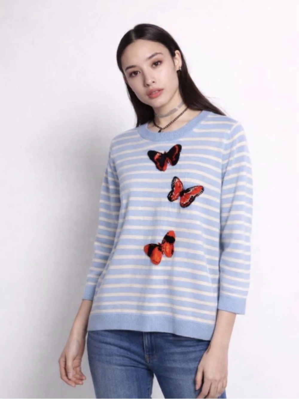 J.Crew Merino Tippi Sweater in Stripe Monarch Sz Small